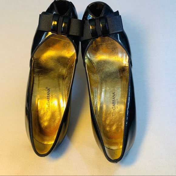 Dolce & Gabbana Patent Leather Bow Peep Toe 36.5 - Picture 9 of 10